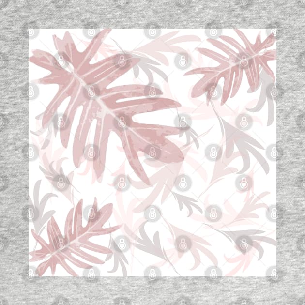 Trio palm leaves pink palepink on white tropical fall TeePublic by PrintedDreams